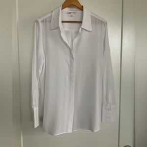 Prologue Women's XL White Button Up Collard Shirt - Dress Long Sleeve Business